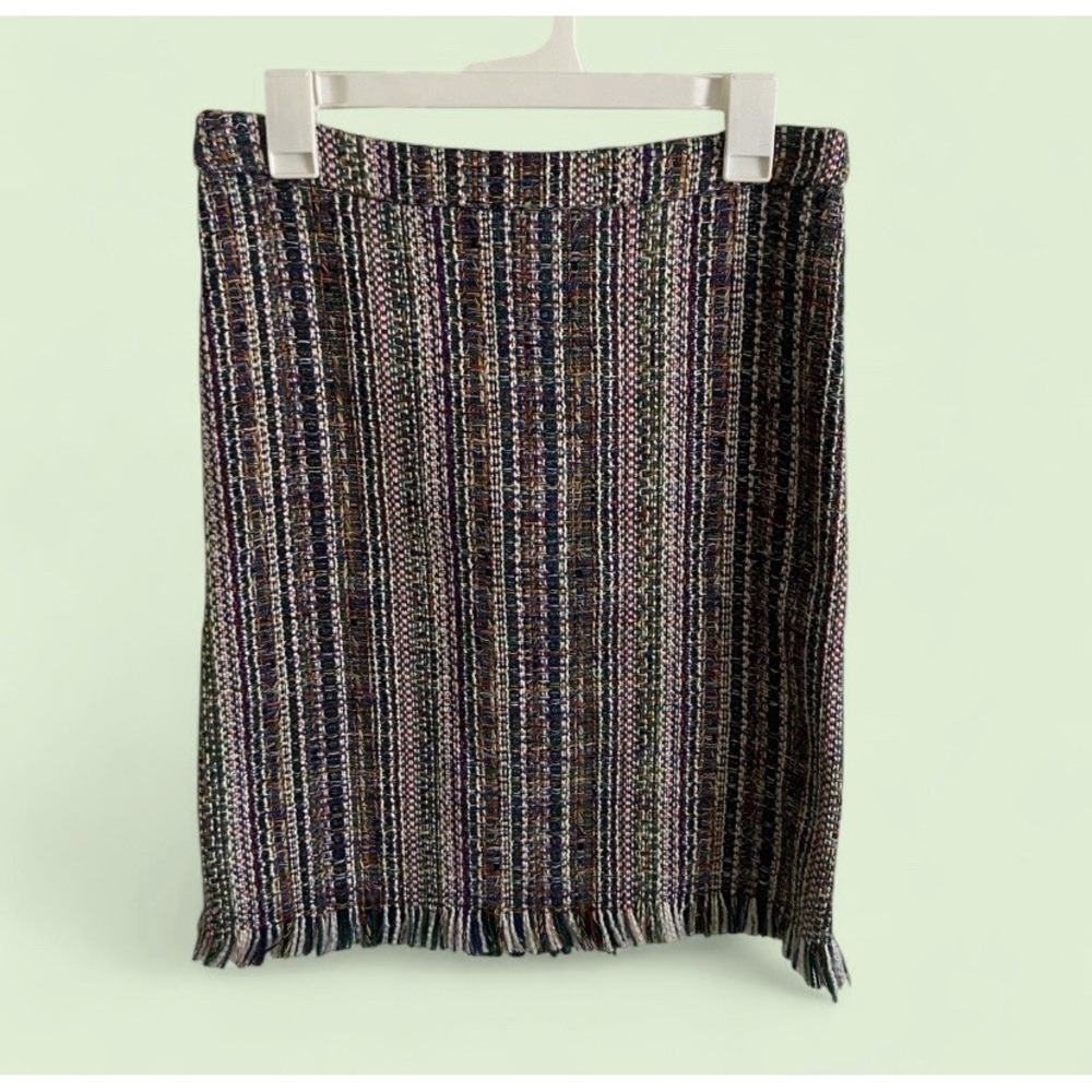 Chelsea &‎ Theodore Multicolor Textured Woven Fringe Detail Womens Skirt Size 8